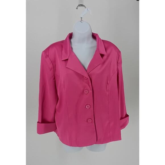 Dress Barn pink Satin Formal Shacket Notched collar Size XL Office formal